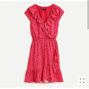 Jcrew V-neck ruffle dress